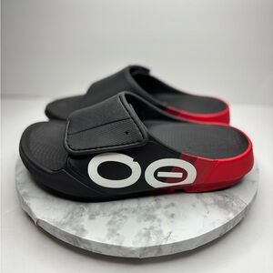 OOFOS OOahh Sport Flex Limited Slide Sandals in the "Fire Rally Sizes 8 W/ 6M